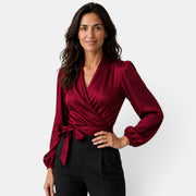 Blusa Mujer Satinada Cuello V