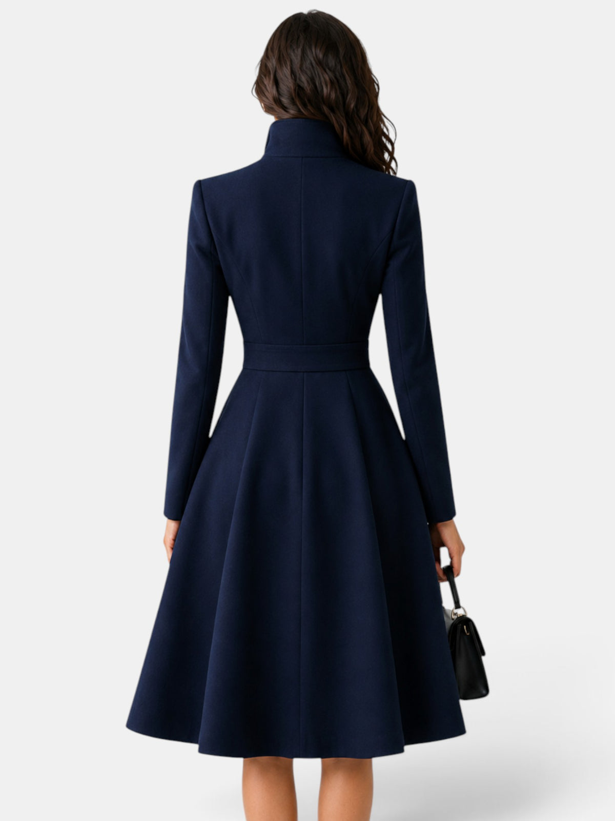 Women's Elegant Tailored Collar Dress with Gold Buttons