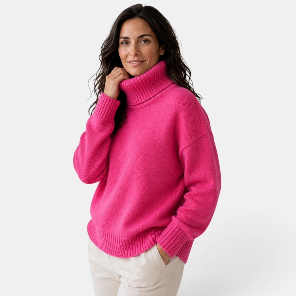 Jersey Oversize de Cuello Alto para Mujer