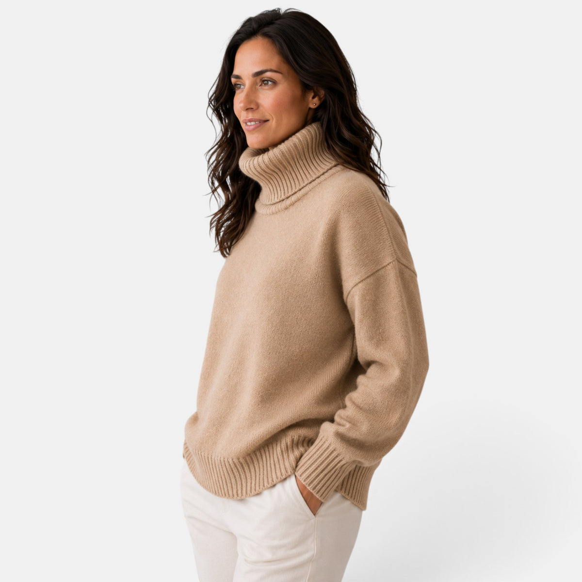 Jersey Oversize de Cuello Alto para Mujer