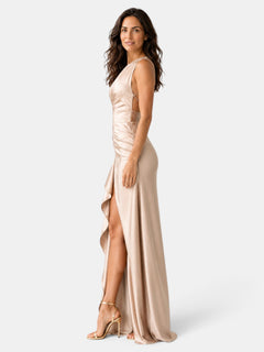 Women's Satin One-Shoulder Dress - Party and Cocktail Dress