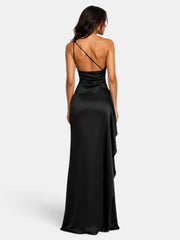 Vestido Satinado Mujer Un Hombro