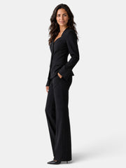 Women's Elegant Black Straight-Leg Pant Suit