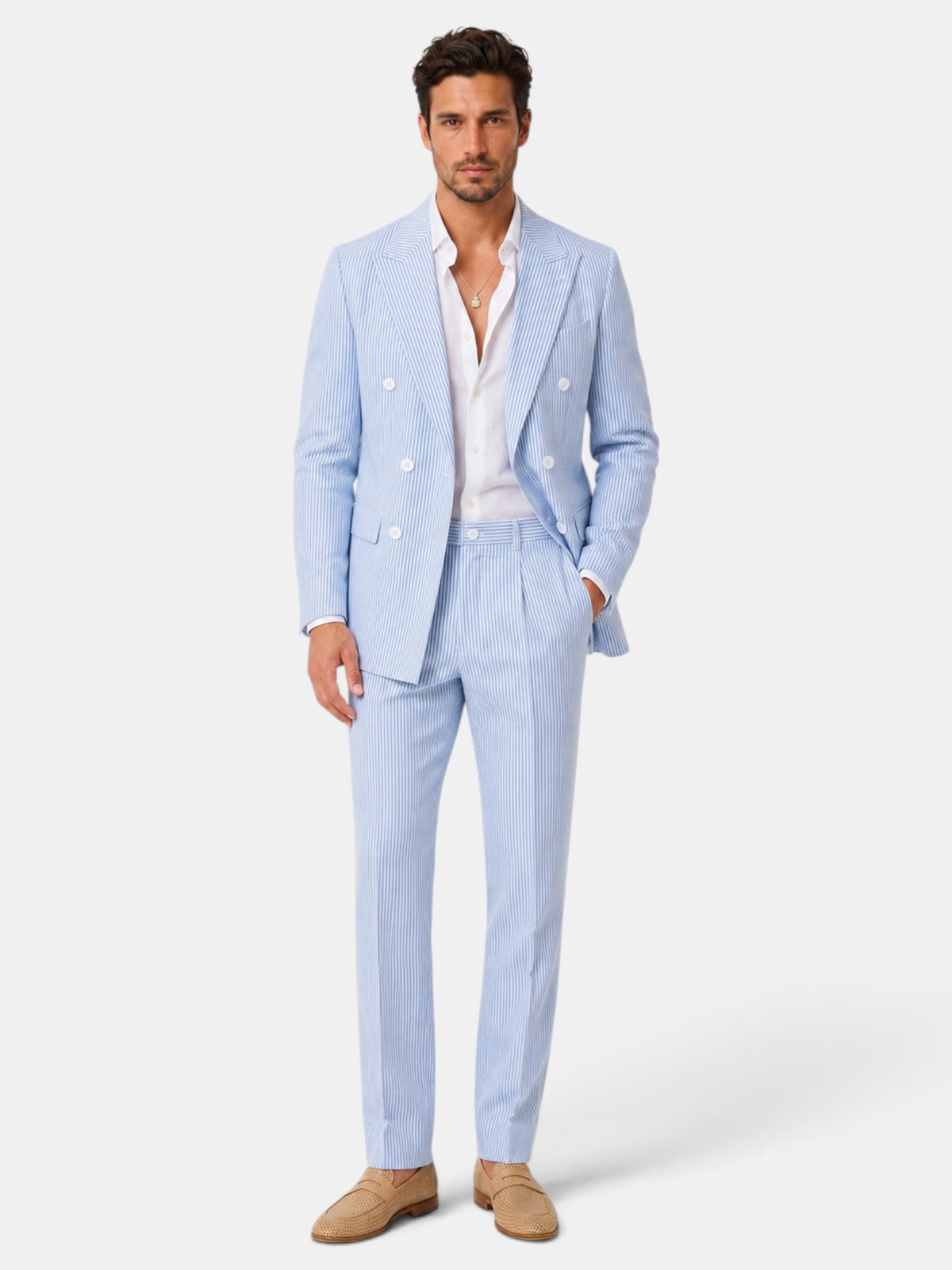 Traje Hombre Azul de Rayas
