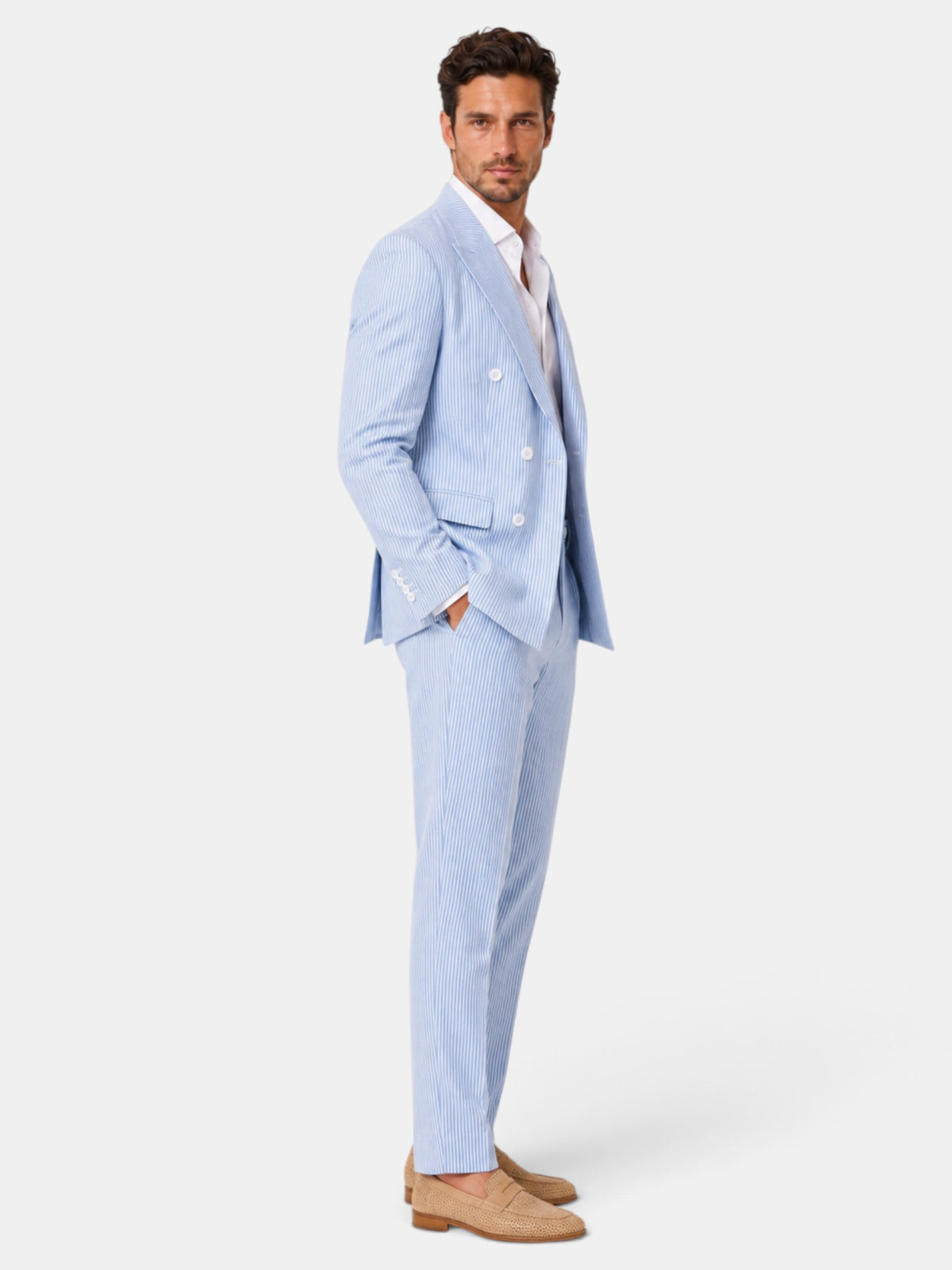 Traje Hombre Azul de Rayas