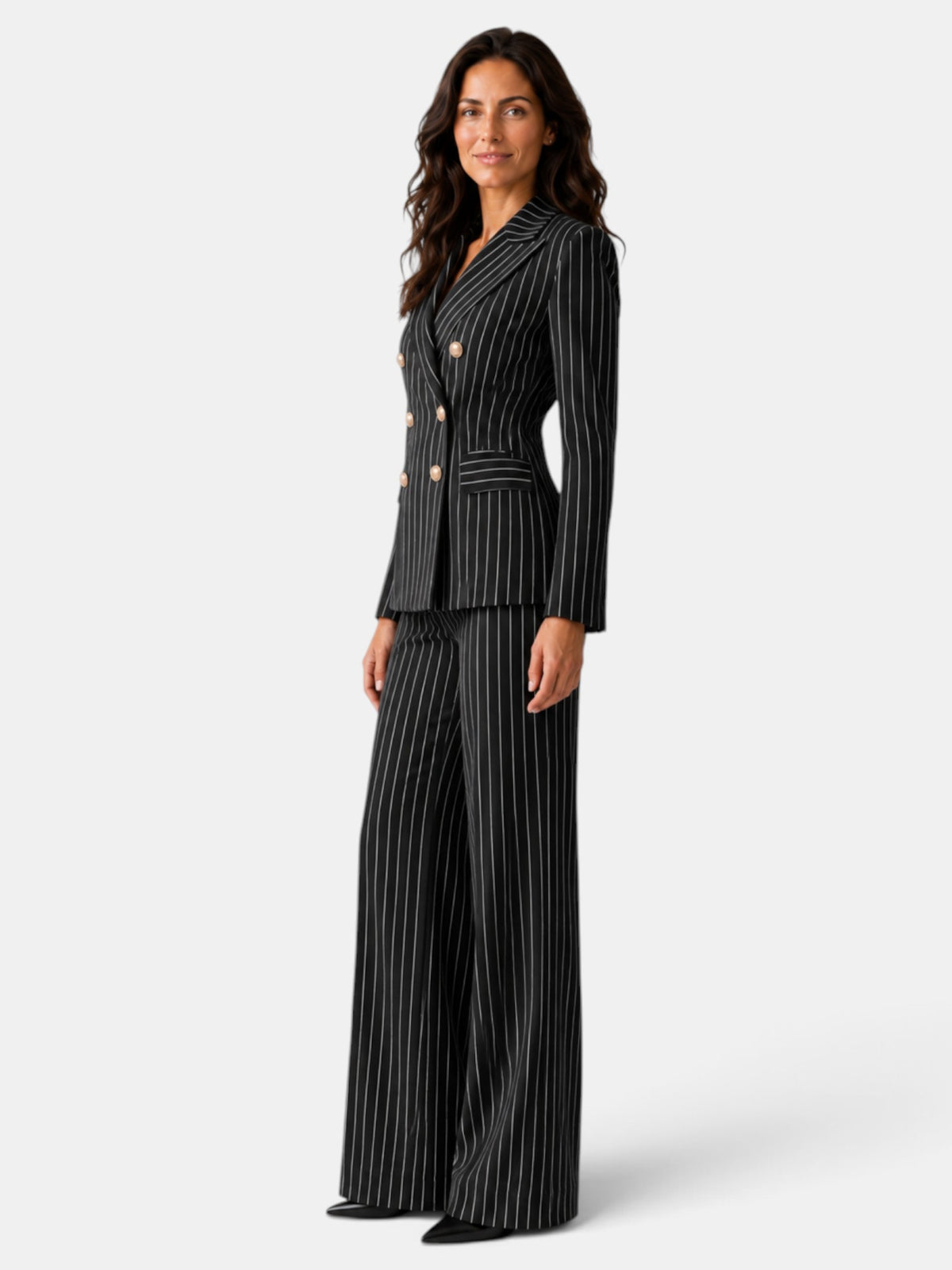 Traje Mujer Rayas Blazer y Pantalón