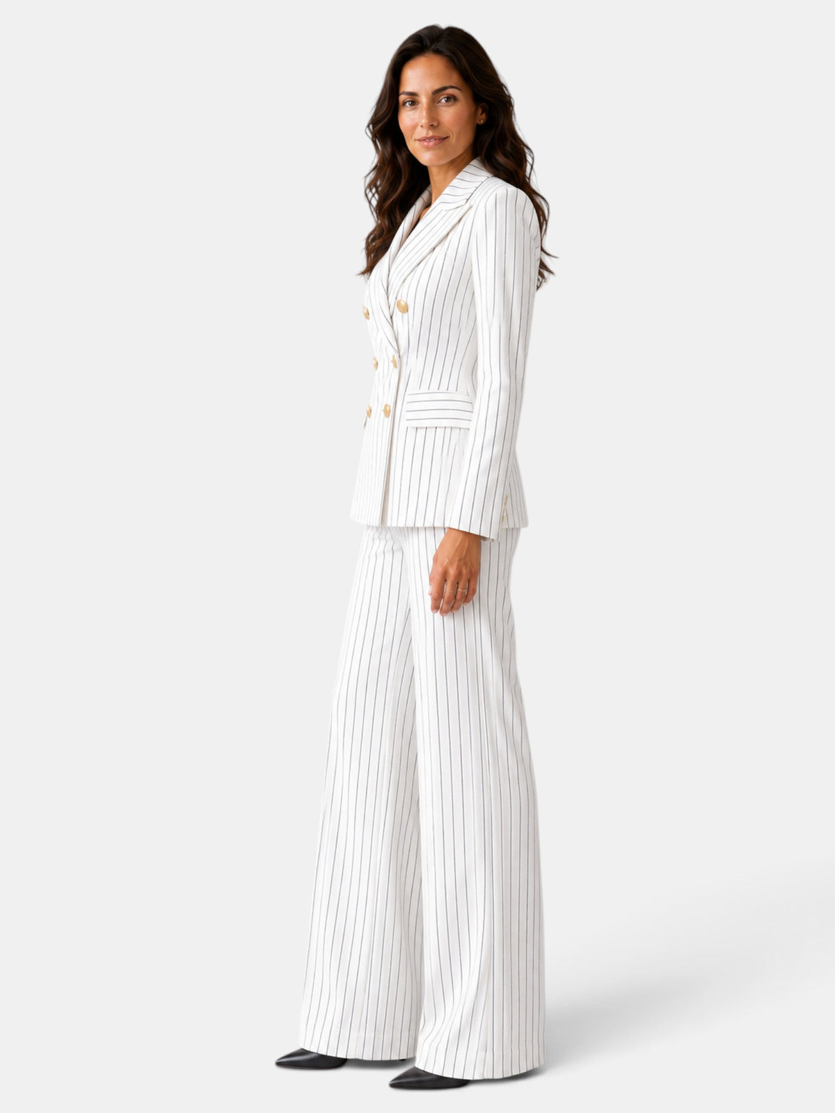 Traje Mujer Rayas Blazer y Pantalón