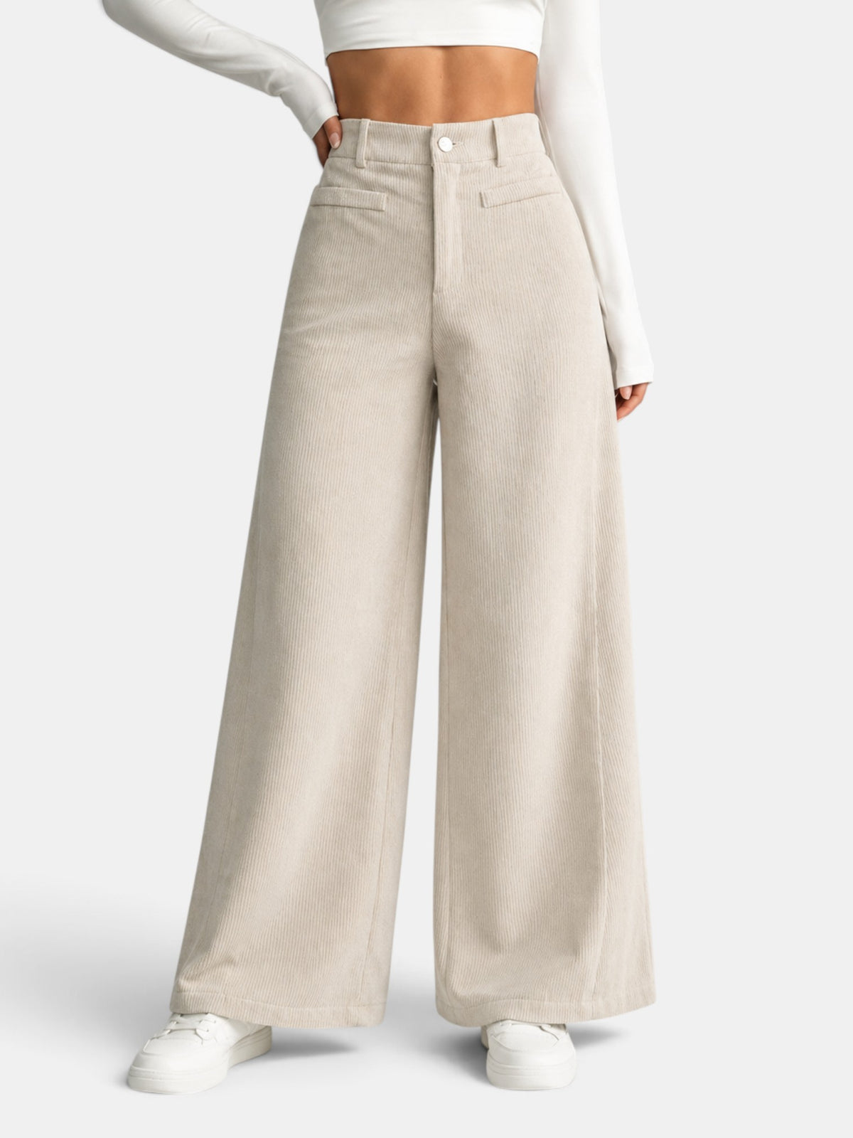 Pantalón Mujer Pana Cintura Alta