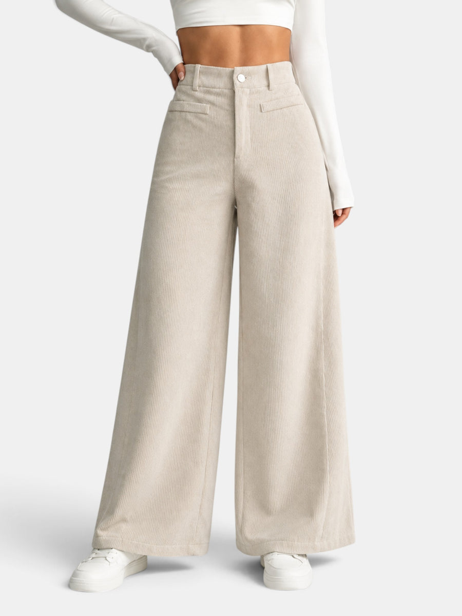 Pantalón Mujer Pana Cintura Alta