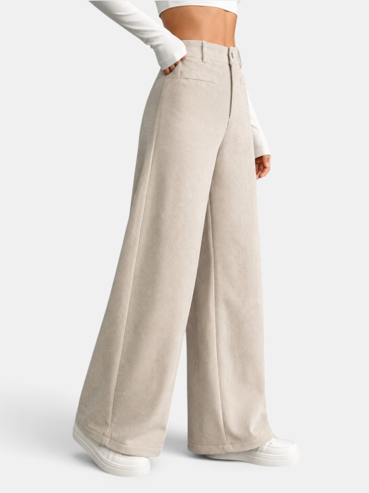 Pantalón Mujer Pana Cintura Alta