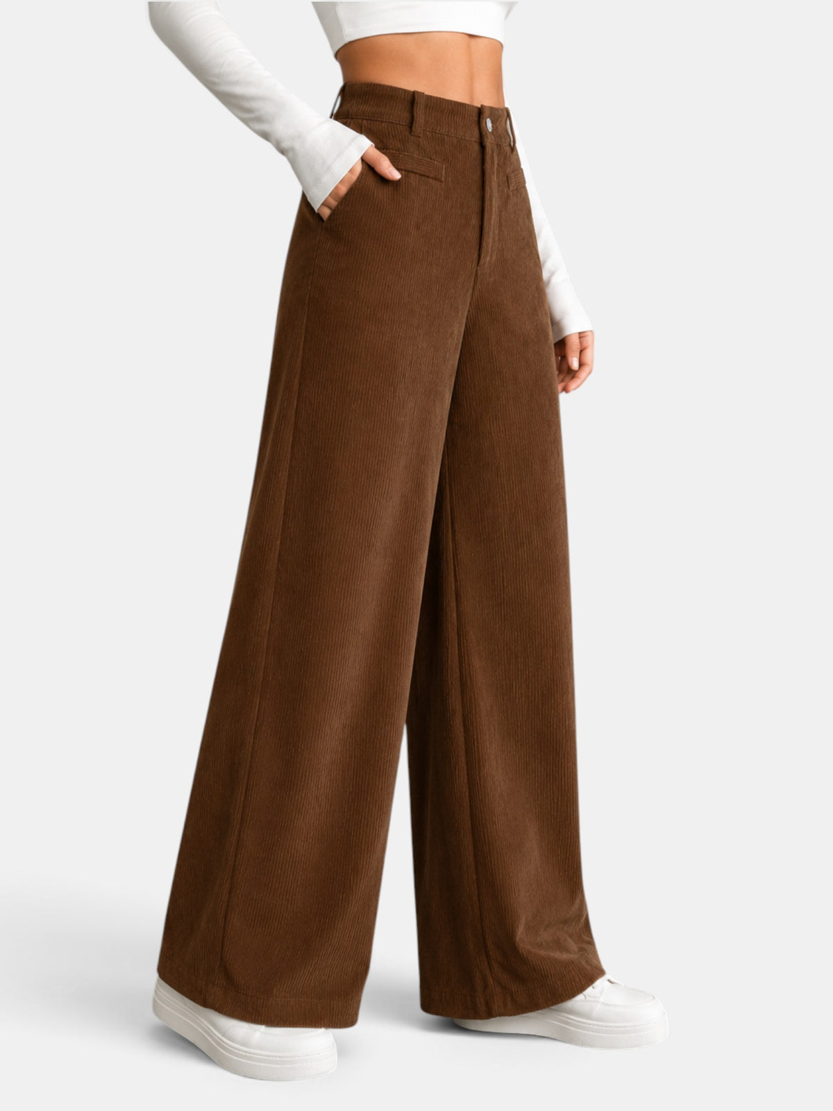 Pantalón Mujer Pana Cintura Alta