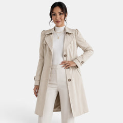 Women's Long Trench Coat - Slim Fit, Fully Lined