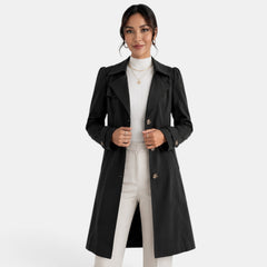 Women's Long Trench Coat - Slim Fit, Fully Lined