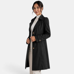 Women's Long Trench Coat - Slim Fit, Fully Lined