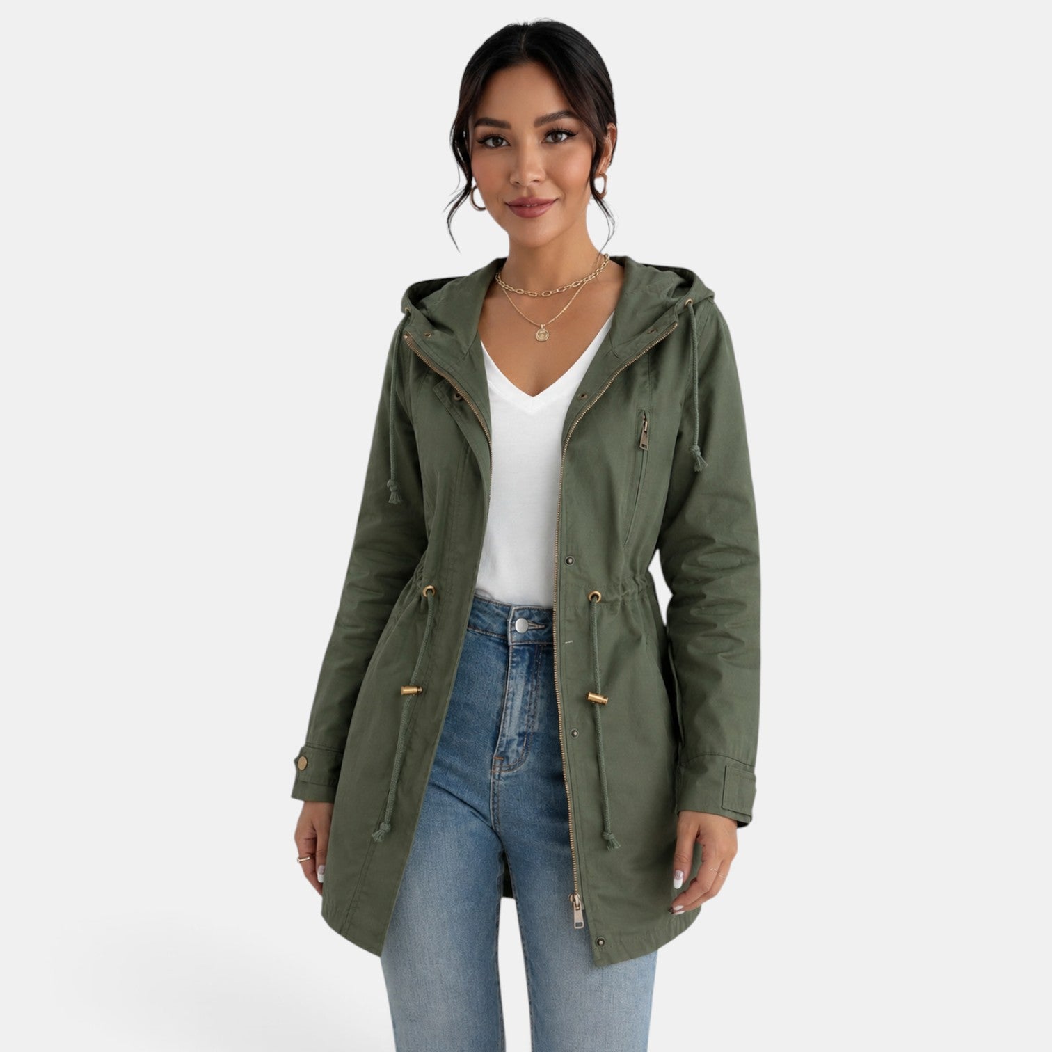 Gabardina Mujer Capucha Algodón