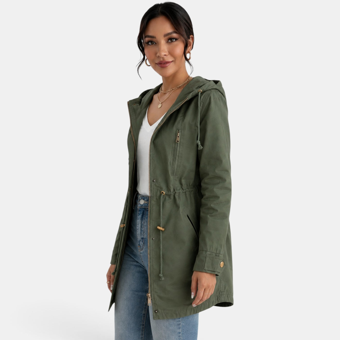 Gabardina Mujer Capucha Algodón