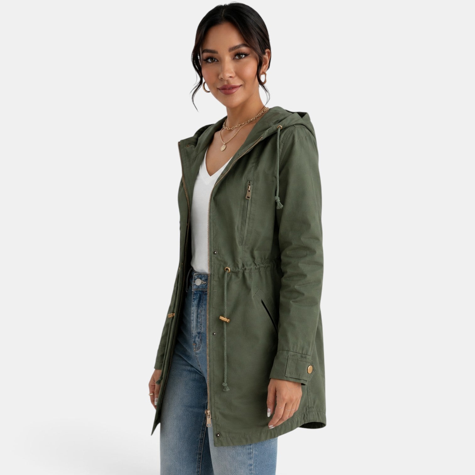 Gabardina Mujer Capucha Algodón