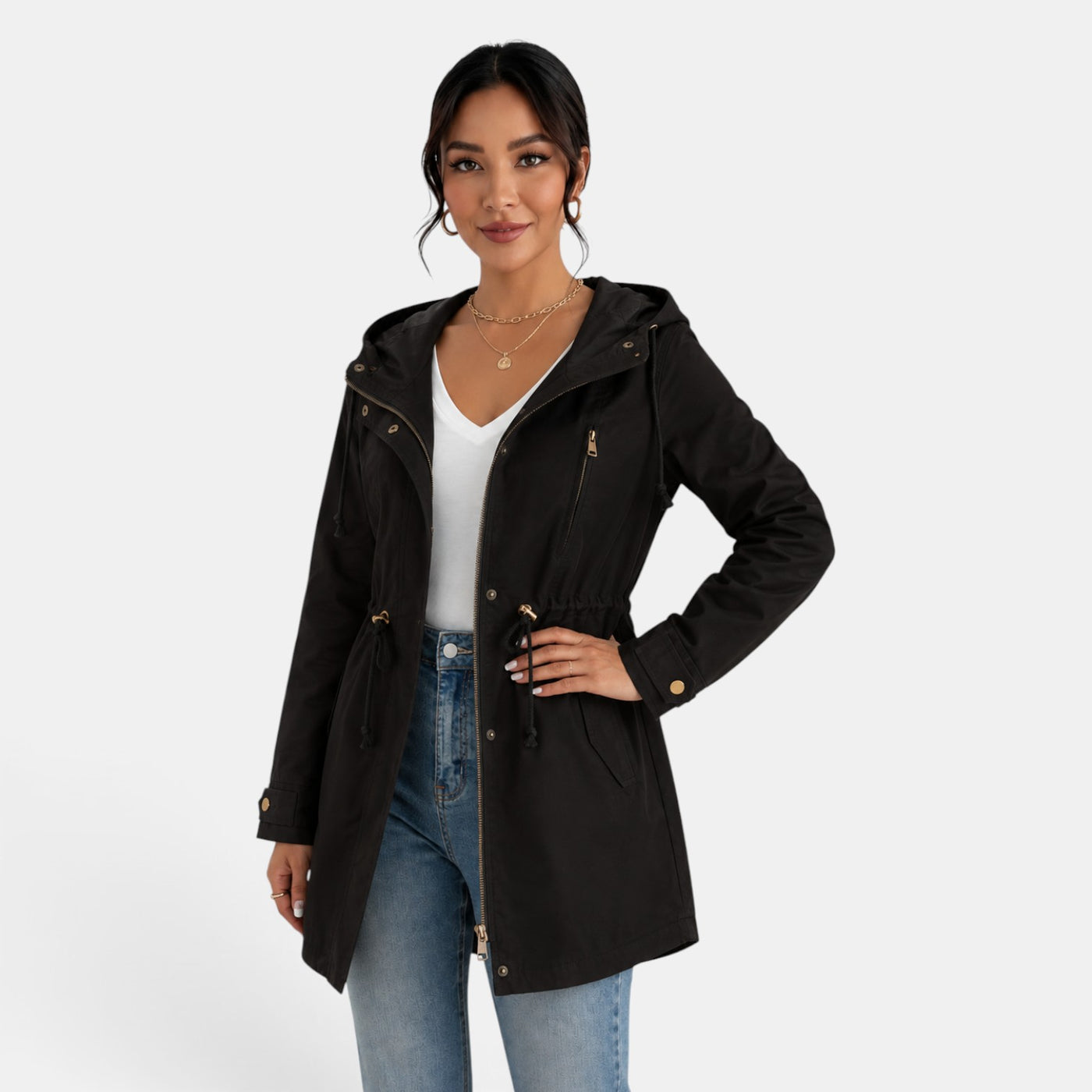 Gabardina Mujer Capucha Algodón