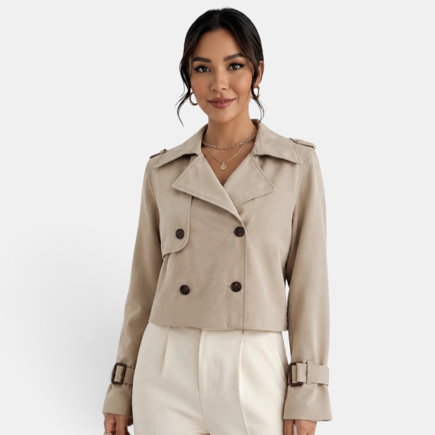 Gabardina Corta Mujer Elegante