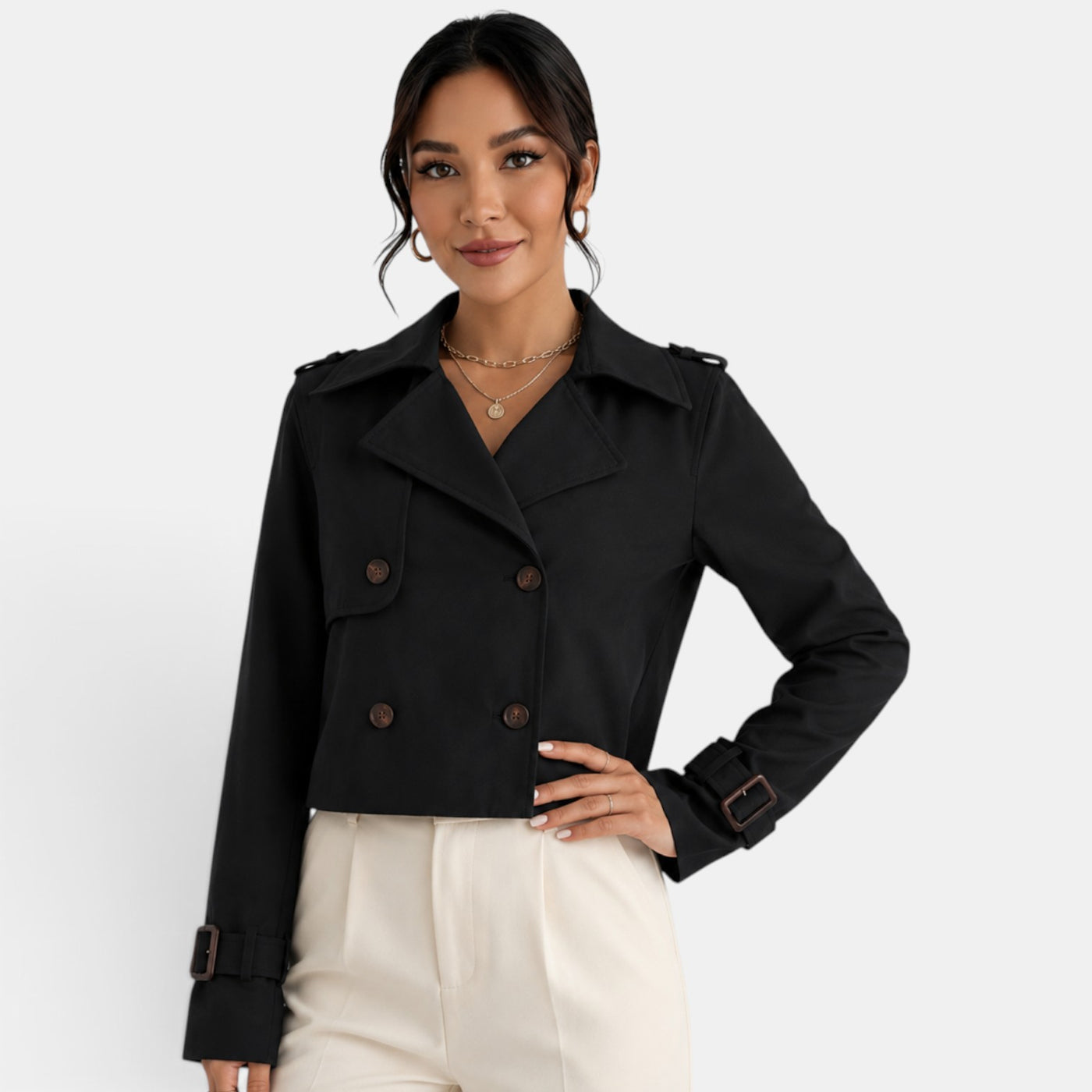 Gabardina Corta Mujer Elegante
