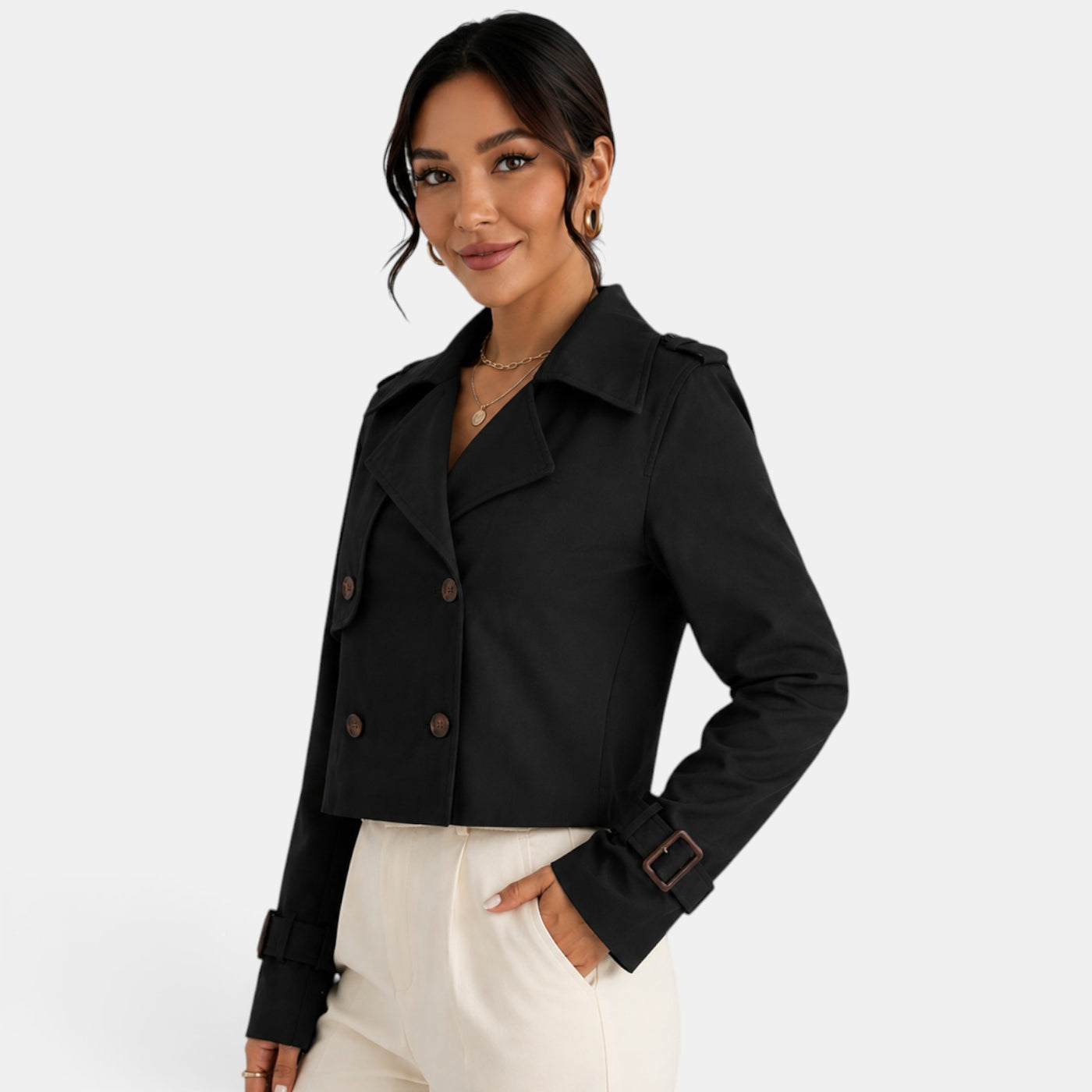 Gabardina Corta Mujer Elegante