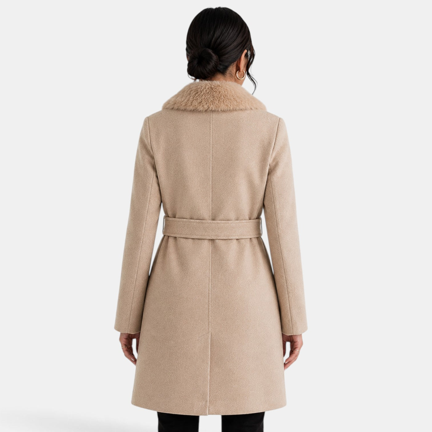 Abrigo Efecto Lana Beige