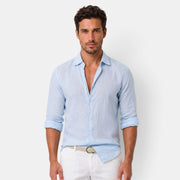 Camisa Hombre de Lino Casual Verano Manga Corta