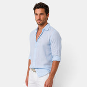 Camisa Hombre de Lino Casual Verano Manga Corta