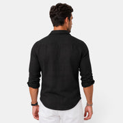 Camisa Hombre de Lino Casual Verano Manga Corta