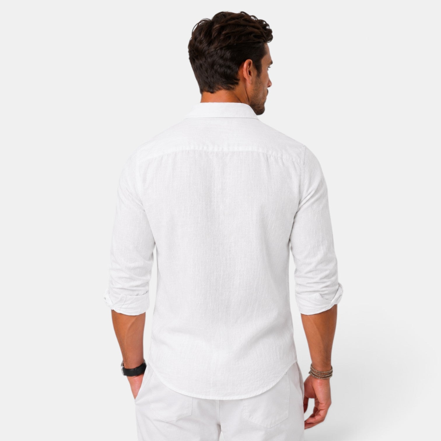 Camisa Hombre de Lino Casual Verano Manga Corta
