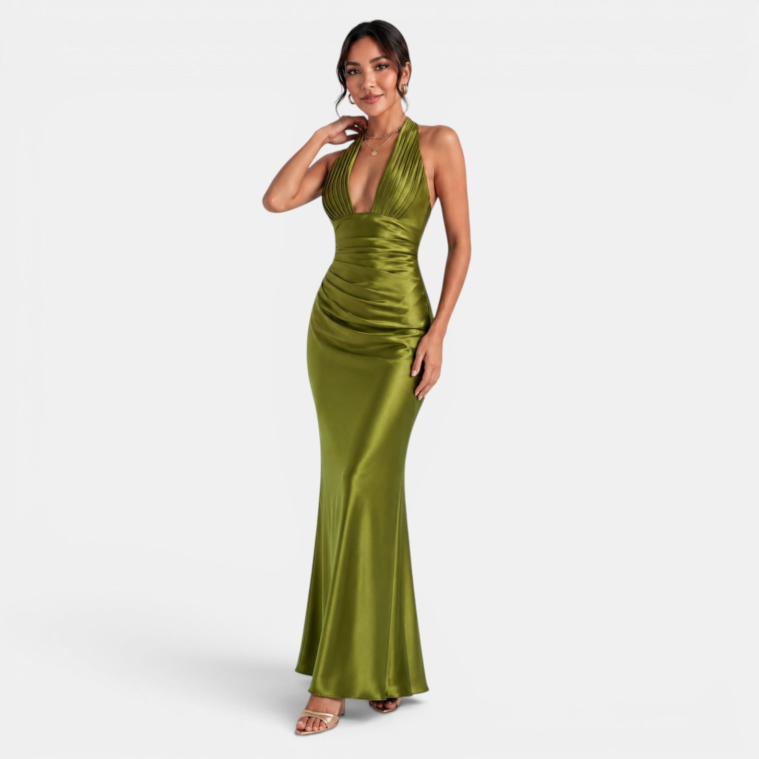 Women's Long Satin Party Dress