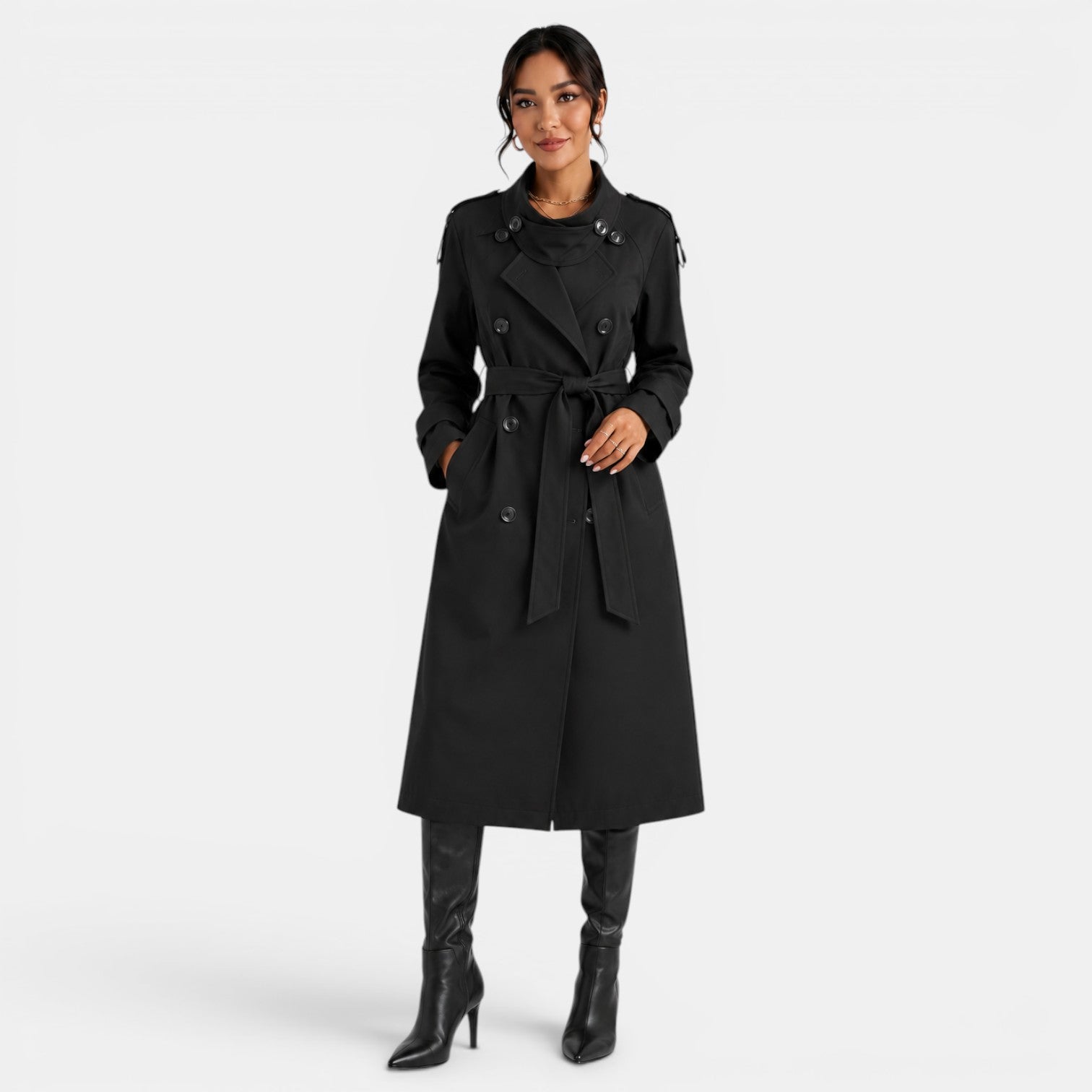 Women's Elegant Belted Trench Coat