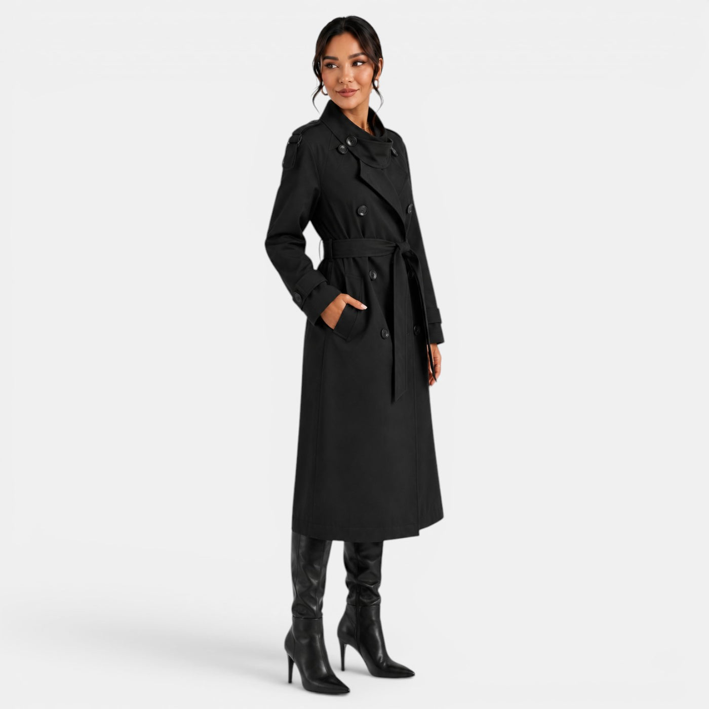 Women's Elegant Belted Trench Coat
