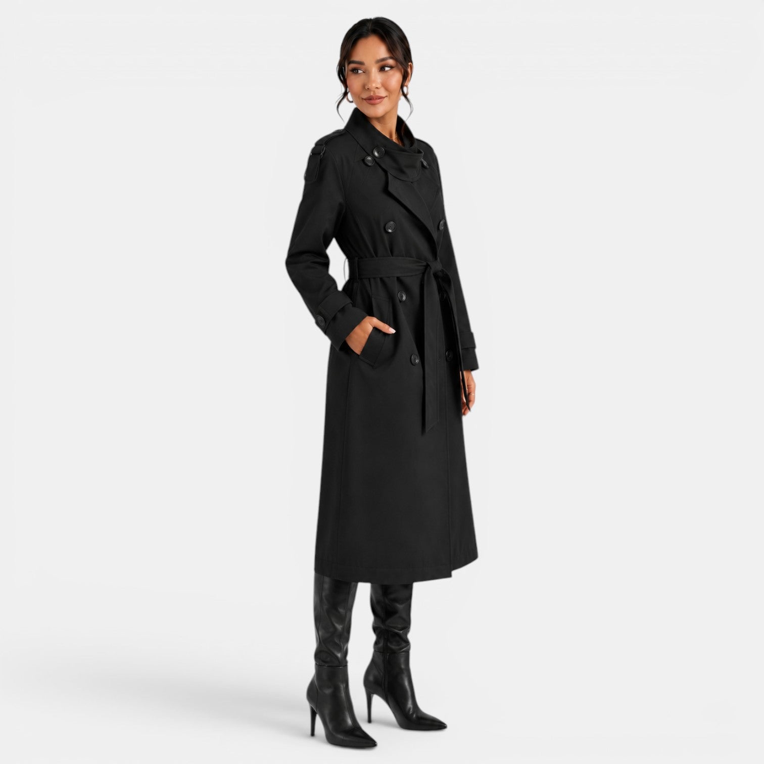 Women's Elegant Belted Trench Coat