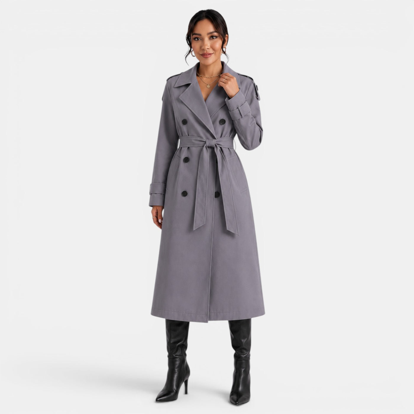Women's Elegant Belted Trench Coat