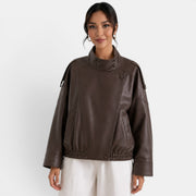 Women's Leather Bomber Jacket