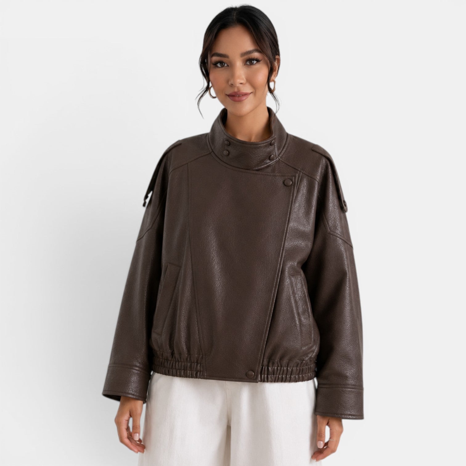 Women's Leather Bomber Jacket