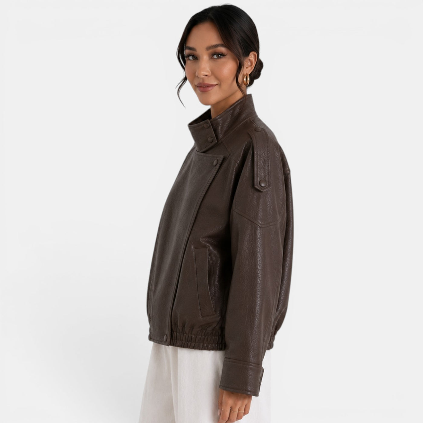 Women's Leather Bomber Jacket