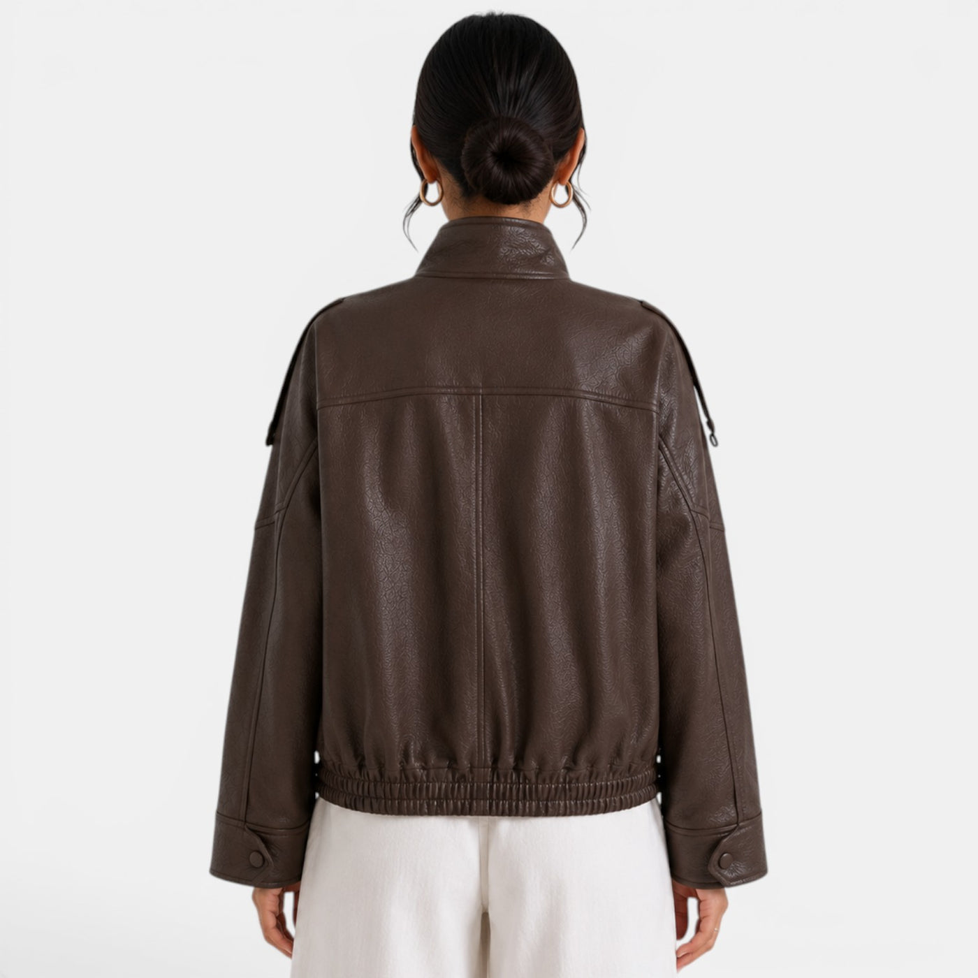 Women's Leather Bomber Jacket
