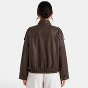 Women's Leather Bomber Jacket