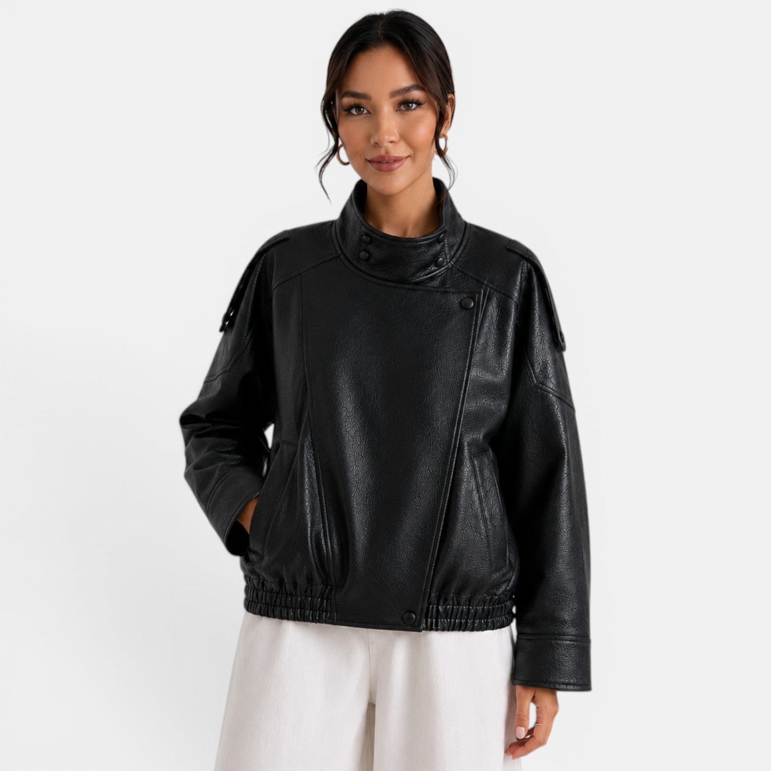 Women's Leather Bomber Jacket