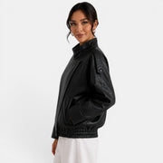 Women's Leather Bomber Jacket