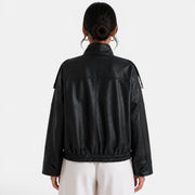 Women's Leather Bomber Jacket