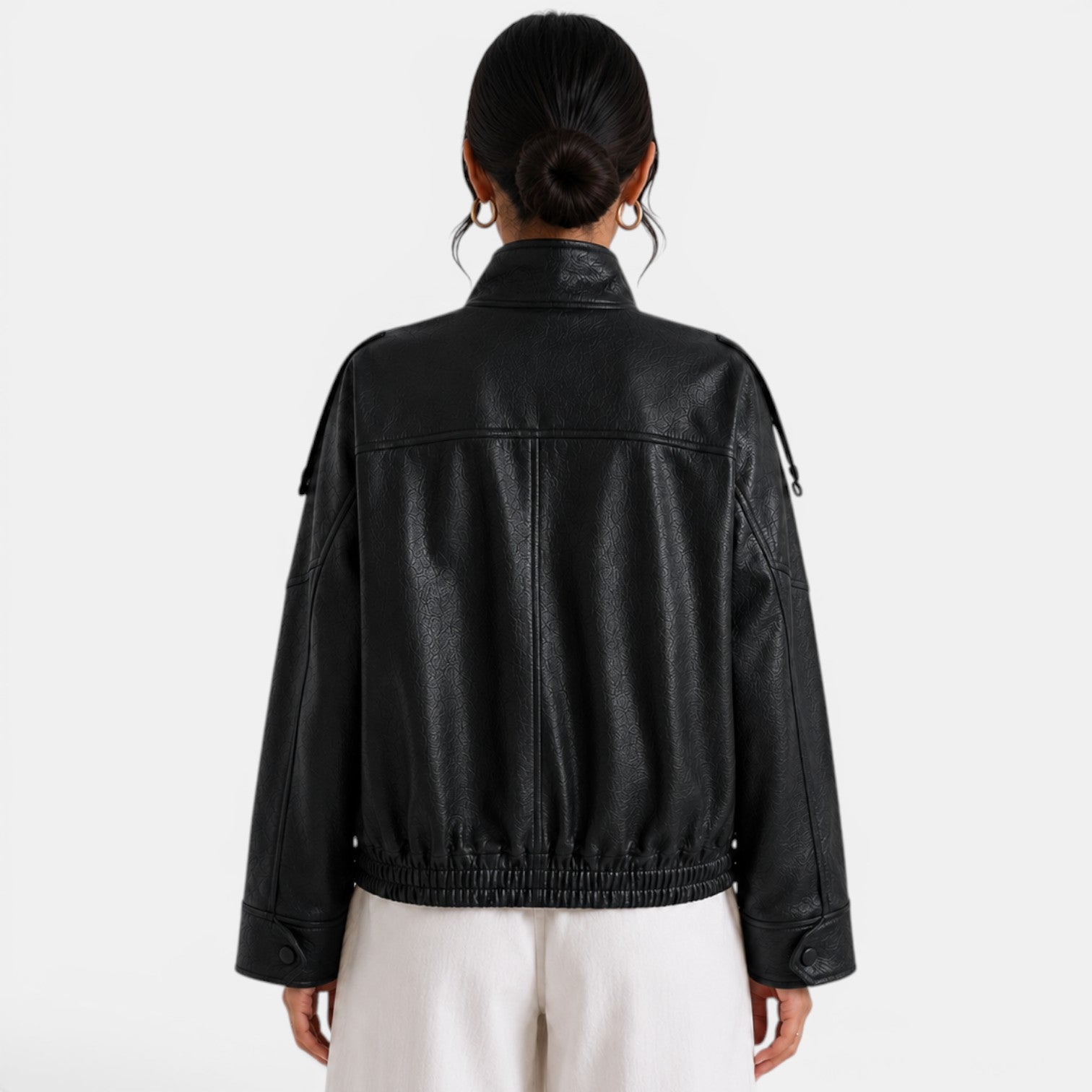 Women's Leather Bomber Jacket