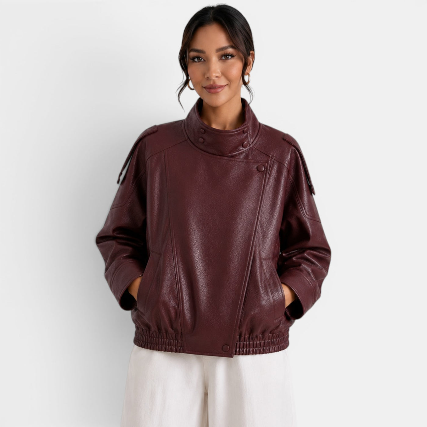 Women's Leather Bomber Jacket