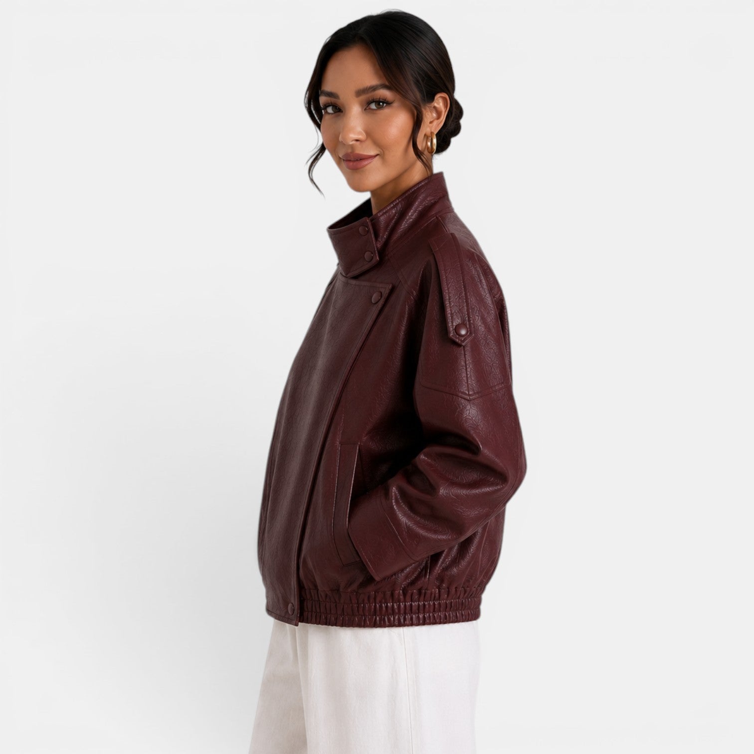 Women's Leather Bomber Jacket
