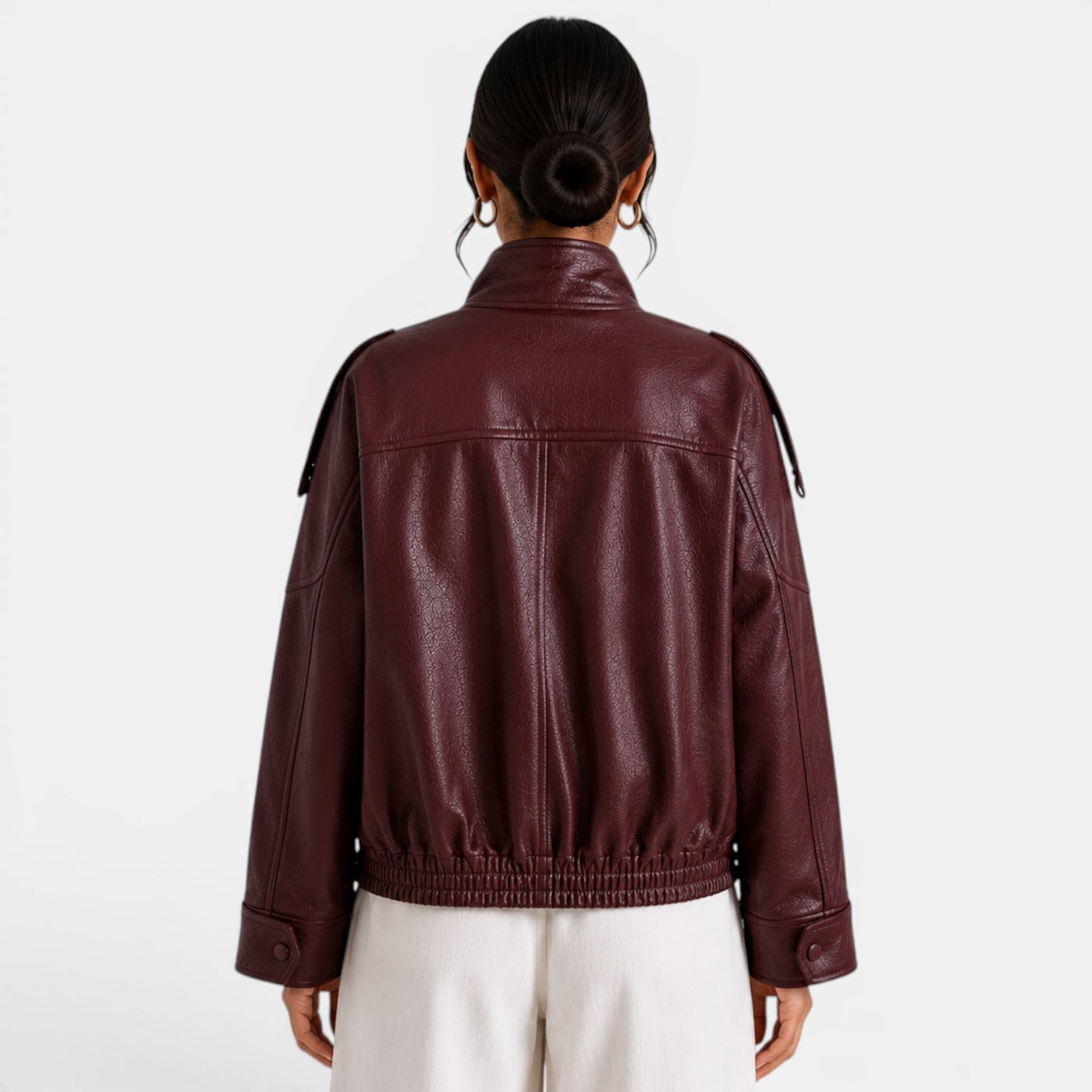 Women's Leather Bomber Jacket