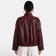 Women's Leather Bomber Jacket