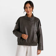 Women's Leather Bomber Jacket