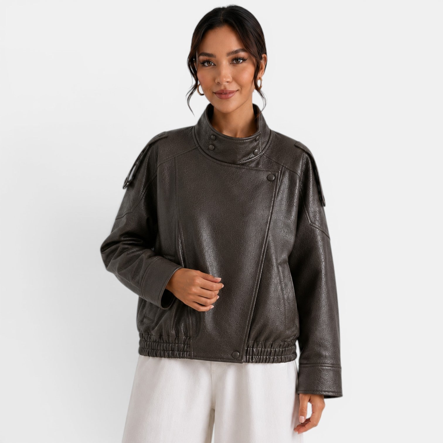 Women's Leather Bomber Jacket